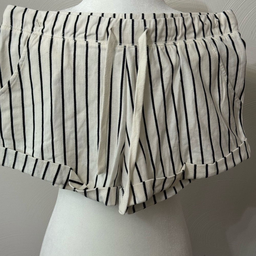 Altar'd State White Shorts with Black Pinstripes